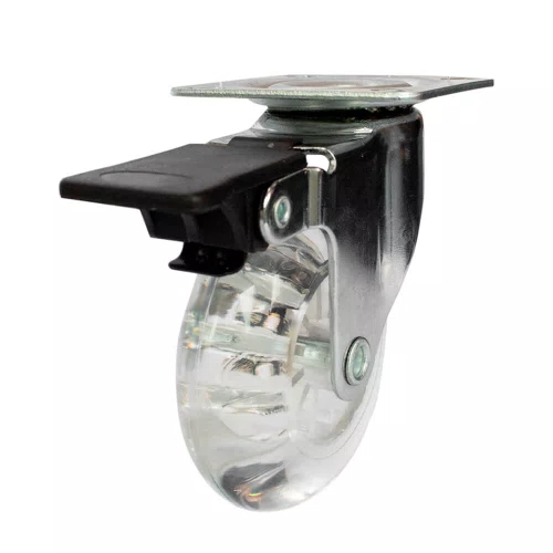 Rodízio Giratório Série Gel com Placa e Freio 75mm 50kg Transparente - Colson