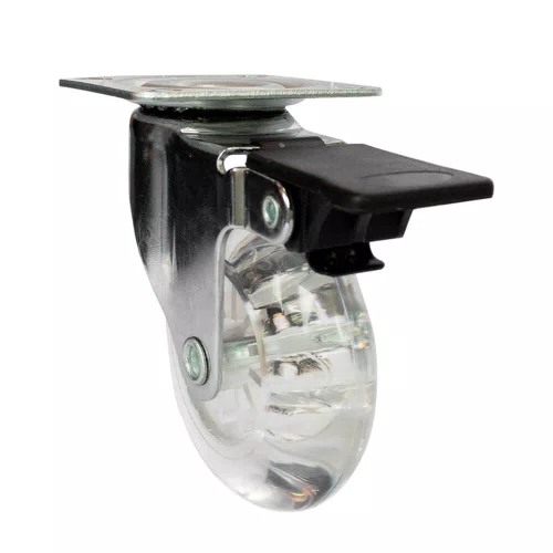 Rodízio Giratório Série Gel com Placa e Freio 75mm 50kg Transparente - Colson