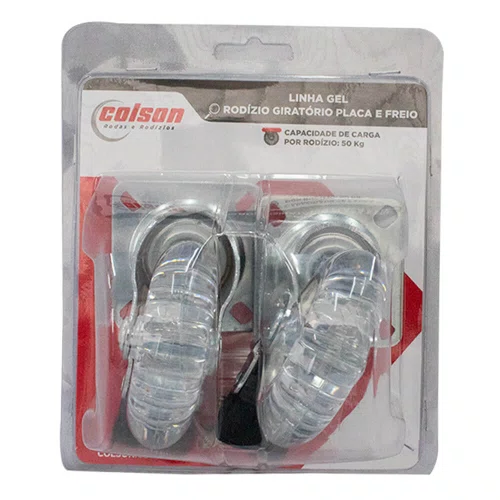 Rodízio Giratório Série Gel com Placa e Freio 75mm 50kg Transparente - Colson