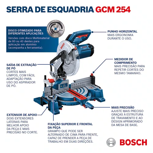 Serra Meia Esquadria 110V GCM 254 com Disco - Bosch