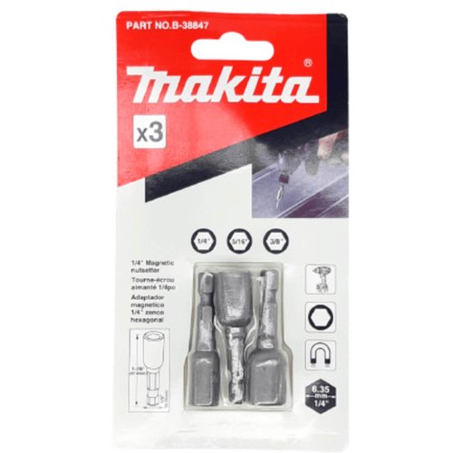 Soquete Magnético (3 Peças) 1/4" - 5/16" - 3/8" - B-38847 - Makita