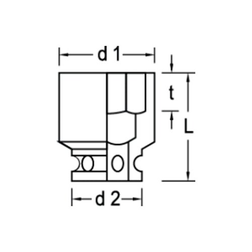 Soquete Sextavado de Impacto 1/2" 21mm - Gedore