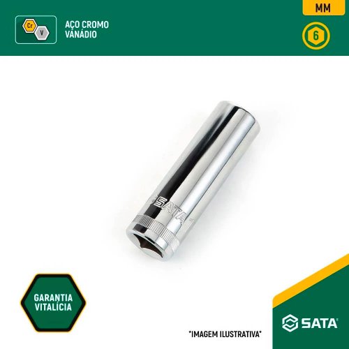 Soquete Sextavado Longo 1/2" de 16mm - Sata
