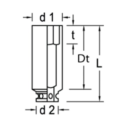 Soquete Sextavado Longo de Impacto 1" 1.3/8" - Gedore