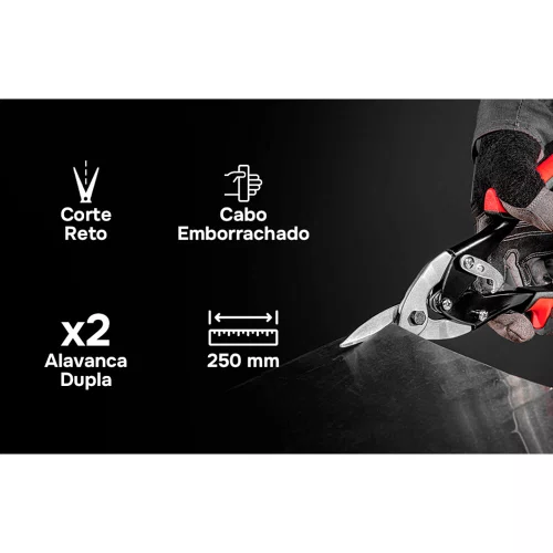 Tesoura de Aviação Corte Reto para Chapa 10" - MTX