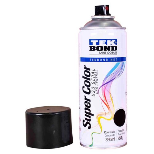 Tinta Spray Preto Brilhante Uso Geral 350ml/250g - TekBond