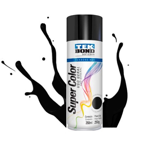 Tinta Spray Preto Brilhante Uso Geral 350ml/250g - TekBond