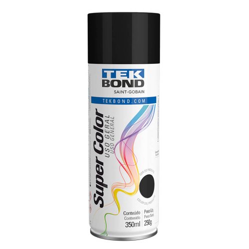 Tinta Spray Preto Brilhante Uso Geral 350ml/250g - TekBond Tinta Spray Preto Brilhante Uso Geral 350ml/250g - TekBond