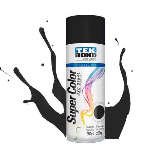 Tinta Spray Preto Fosco Uso Geral 350ml/250g - TekBond