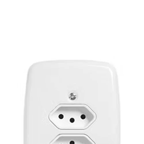 Tomada Dupla 4 x 2 2P + T com Placa Branca 10A 250V - Pluzie