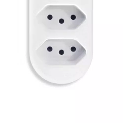 Tomada em Barra 3 Vias Branca 2P + T 10A 250V - Pluzie