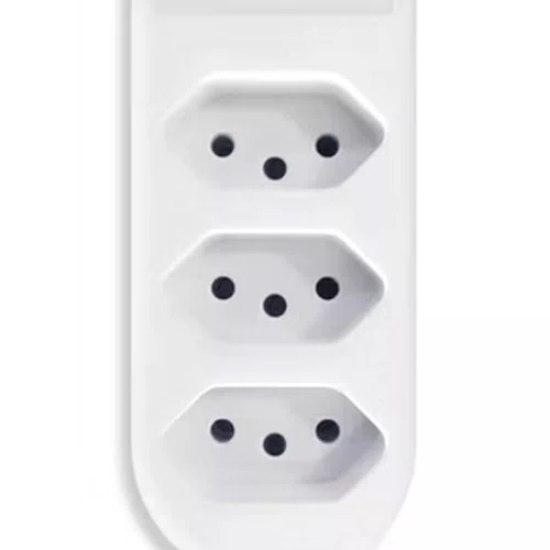 Tomada em Barra 3 Vias Branca 2P + T 10A 250V - Pluzie