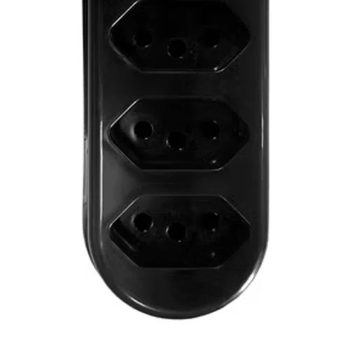 Tomada em Barra 3 Vias Preta 2P + T 10A 250V - Pluzie