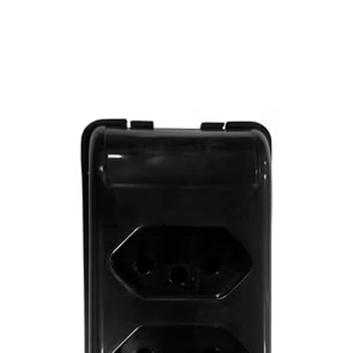 Tomada em Barra 3 Vias Preta 2P + T 10A 250V - Pluzie