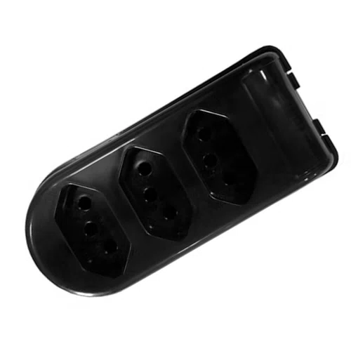 Tomada em Barra 3 Vias Preta 2P + T 10A 250V - Pluzie