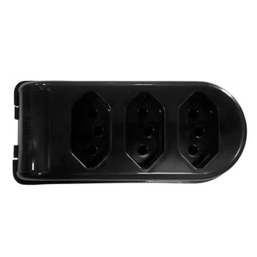 Tomada em Barra 3 Vias Preta 2P + T 10A 250V - Pluzie