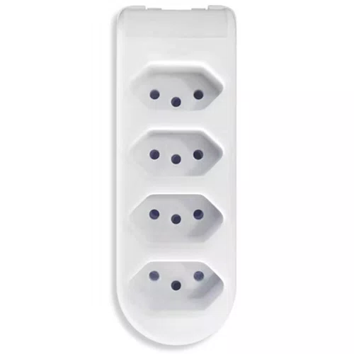 Tomada em Barra 4 Vias 2P + T 10A 250V Branco - Pluzie