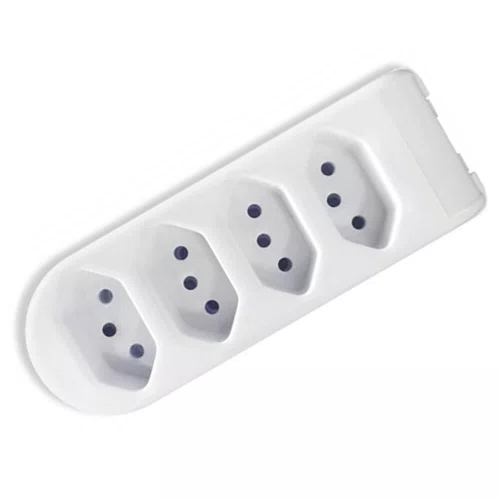 Tomada em Barra 4 Vias 2P + T 10A 250V Branco - Pluzie