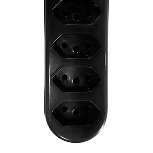 Tomada em Barra 4 Vias Preto 2P + T 10A 250V - Pluzie