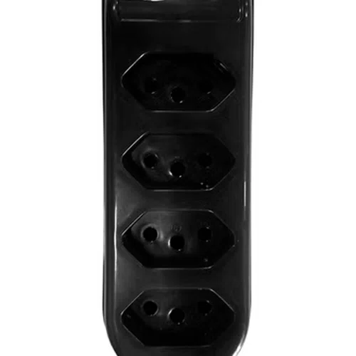 Tomada em Barra 4 Vias Preto 2P + T 10A 250V - Pluzie