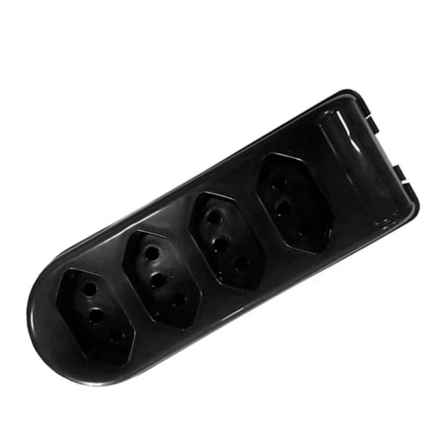 Tomada em Barra 4 Vias Preto 2P + T 10A 250V - Pluzie