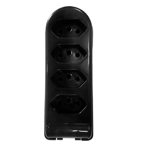 Tomada em Barra 4 Vias Preto 2P + T 10A 250V - Pluzie