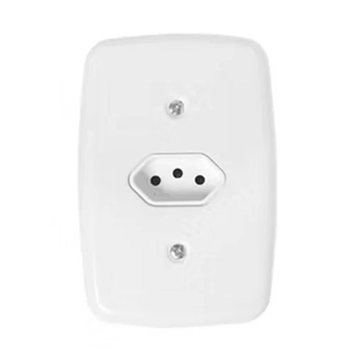 Tomada Simples 2P + T 20A 250V com Placa Branca - Pluzie