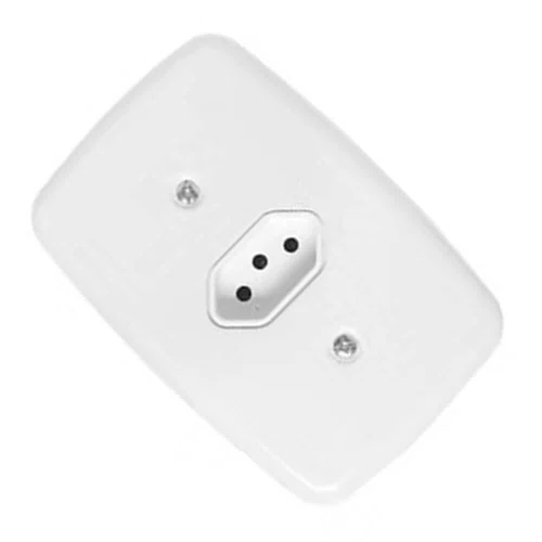 Tomada Simples 2P + T 20A 250V com Placa Branca - Pluzie