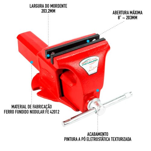 Torno de Bancada Linha Profissional N° 8 - Metalsul