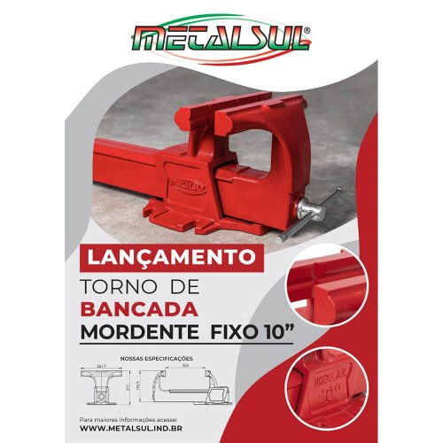 Torno de Bancada Mordente Fixo N°10 - TMF10 - Metalsul