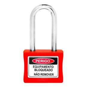 Cadeado para Bloqueio 35mm com Haste Longa 50mm Vermelho - Papaiz Cadeado para Bloqueio 35mm com Haste Longa 50mm Vermelho - Papaiz