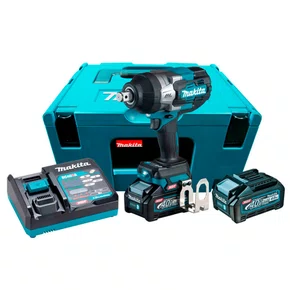 Chave de Impacto 3/4" 40V XGT com Carregador, Bateria e Maleta TW001GM201 - Makita Chave de Impacto 3/4" 40V XGT com Carregador, Bateria e Maleta TW001GM201 - Makita