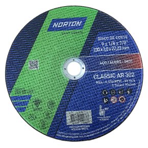Disco de Corte Classic AR302 230 X 3,0 X 22,23 - Norton Disco de Corte Classic AR302 230 X 3,0 X 22,23 - Norton