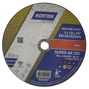 Disco de Corte AR 332 - 230 X 3,0 X 22,23 - Norton Disco de Corte AR 332 - 230 X 3,0 X 22,23 - Norton