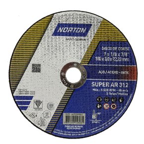 Disco de Corte AR312 - 180 x 3,0 x 22,23 - Norton Disco de Corte AR312 - 180 x 3,0 x 22,23 - Norton