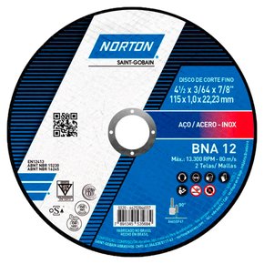 Disco de Corte BNA12 - 115 x 1,0 x 22,22mm - Norton Disco de Corte BNA12 - 115 x 1,0 x 22,22mm - Norton