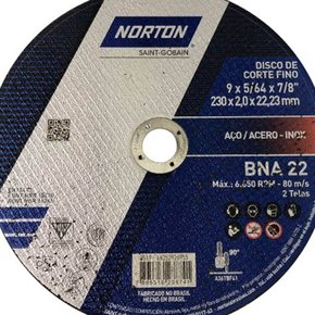 Disco de Corte BNA22 230 x 2,0 x 22,23 Norton 66252926955 - Felap