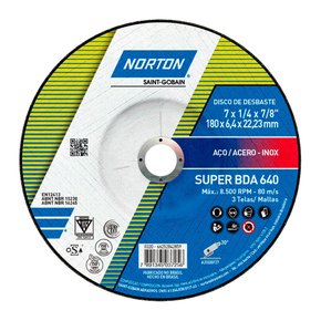 Disco de Desbaste 180 BDA 640 - 180 x 6,4 x 22,23mm - Norton Disco de Desbaste 180 BDA 640 - 180 x 6,4 x 22,23mm - Norton