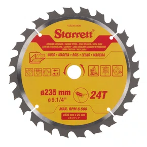 Disco de Serra Circular Metal Duro para Madeira 235 X 25MM 24D - Starrett