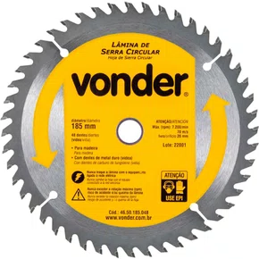 Disco de Serra Circular Metal Duro/ Vídea 185mm x 20mm 48 Dentes - Vonder Disco de Serra Circular Metal Duro/ Vídea 185mm x 20mm 48 Dentes - Vonder