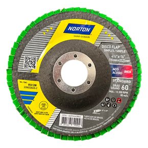 Disco Flap Fibra Standard Fibra R244 115 x 22mm Grão 60 - Norton Disco Flap Fibra Standard Fibra R244 115 x 22mm Grão 60 - Norton