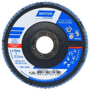 Disco Flap Original 115X22#120 R822 FIBRA - Norton Disco Flap Original 115X22#120 R822 FIBRA - Norton