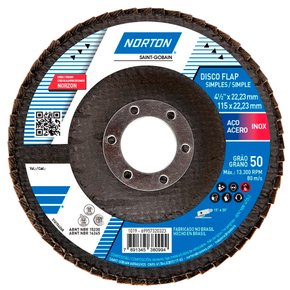 Disco Flap Original 115X22#50 R822 FIBRA - Norton Disco Flap Original 115X22#50 R822 FIBRA - Norton