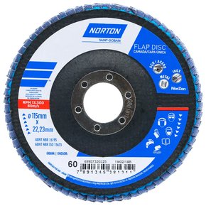 Disco Flap Original 115X22#60 R822 FIBRA - Norton Disco Flap Original 115X22#60 R822 FIBRA - Norton