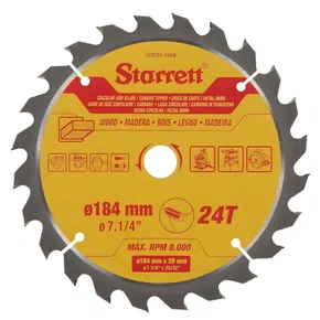 Disco para Serra Circular Metal Duro para Madeira 184x20mm com 24 Dentes - Starrett