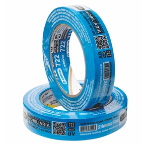Fita Crepe 722 24mm x  50m Azul (Anti UV-IMOB) - Adelbras