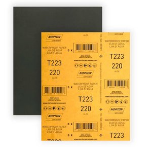 Folha de Lixa D'Água T223 225x275mm #220 - Norton Folha de Lixa D'Água T223 225x275mm #220 - Norton