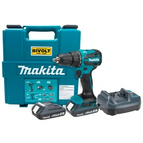 Furadeira/ Parafusadeira de Impacto à Bateria 1/2" 18V + 2 Bateria 2AH + Carregador DC18WA + Maleta - Makita