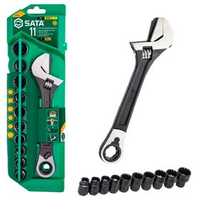 Jogo Chave Ajustável 3/8" - 11 peças - Sata Jogo Chave Ajustável 3/8" - 11 peças - Sata