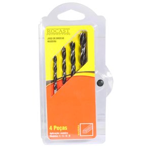 Jogo de Brocas 3 Pontas para Madeira 4 peças (4.0 a 8.0mm) - Rocast